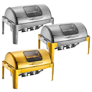 TAIDING Moderno Calentador <span class=keywords><strong>de</strong></span> <span class=keywords><strong>Alimentos</strong></span> <span class=keywords><strong>de</strong></span> Acero Inoxidable 201 para Buffet, Equipo <span class=keywords><strong>de</strong></span> Servicio para Catering, 9L, con Estufa <span class=keywords><strong>de</strong></span> Alcohol Dorada, Calentador <span class=keywords><strong>de</strong></span> Plato para Calentar al Vapor - Product Image 1