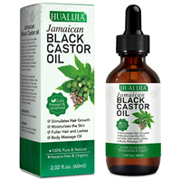 HUALIJIA-Huile de ricin noire jamaïcaine bio non raffinée, pressée à froid, pour la pousse des cheveux
