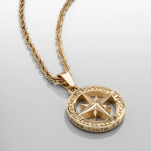 Ispire gioielli da uomo collana a catena a maglie in acciaio inossidabile Non appannato pendente a stella del nord <span class=keywords><strong>con</strong></span> <span class=keywords><strong>bussola</strong></span> a gettone alla moda - Product Image 1