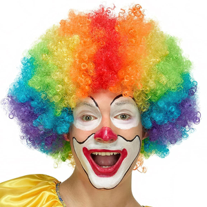<span class=keywords><strong>Pelucas</strong></span> Afro rizadas de <span class=keywords><strong>payaso</strong></span> divertido, peluca de arcoíris, peluca de fiesta colorida loca, tema de discoteca de los años 70 para adultos, mujeres, hombres, broma De Halloween - Product Image 1