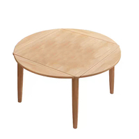 Table Ronde Pliante Scandinave Simple en Bois Massif, Petite Table Carrée pour la Maison et le Restaurant, Table et Chaises en Bois Naturel