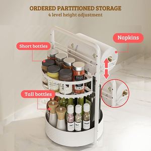 360 Rotating <b>Spice</b> <b>Rack</b> With Paper Towel Holder 2-Tier Countertop Lazy Susan <b>for</b> Seasoning Bottles <b>Jars</b> - Product Image 2