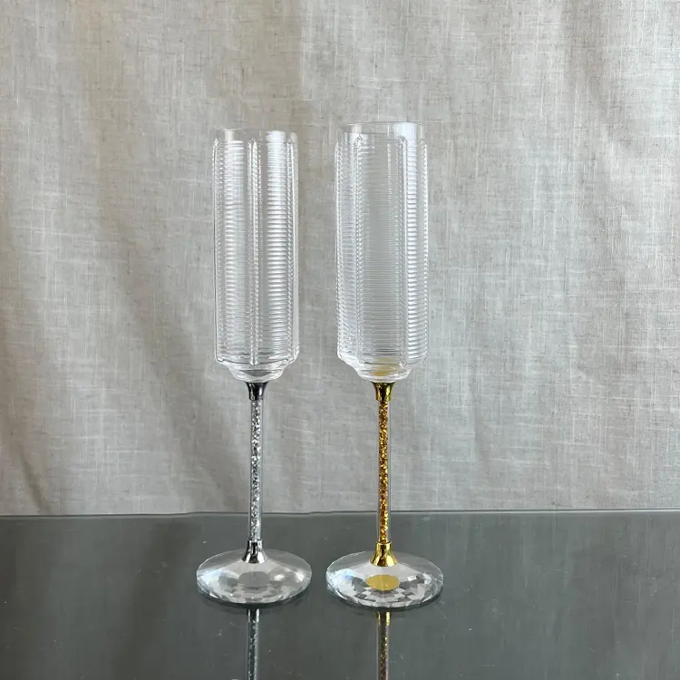 200 мл золотые алмазные стебель шестигранные хрустальные бокалы для шампанского элегантные свадебные флейты