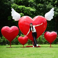 Escultura de Fibra de Vidrio en Forma de Corazón Grande, Adorno de Amor para Bodas y San Valentín, para Jardines Exteriores