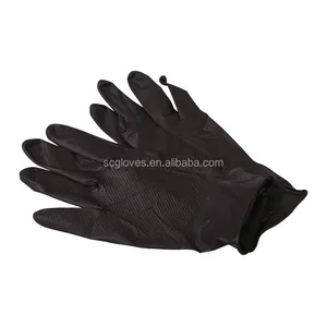 100 unids/caja barato aislar aceite de seguridad negro de arena guantes de nitrilo de la industria la mano de trabajo de nitrilo de ordeño guantes de