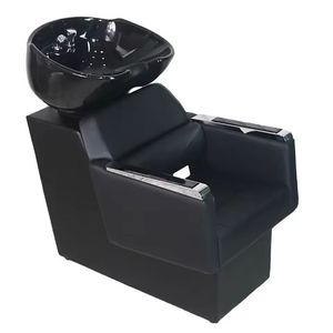 K Beauty Salon Barber Shampoo Backwash Unit Sink Station White <b>Black</b> Ceramic Tilting Sink with Adjustable Seat Hair Washing <b>Bed</b> - Product Image 4
