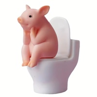 Figurine adorable de cochon rose sur les toilettes - Décoration fantaisie en PVC pour la maison, le bureau, la voiture - Cadeau idéal pour les amis - Polyvalente pour l'intérieur