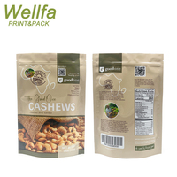 Op maat gemaakte bedrukte verpakkingen met hersluitbare ritssluiting en transparant venster voor gedroogd fruit, gemengde cashewnoten, voedselveilig.