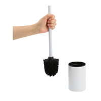 Porte-brosse WC moderne en acier inoxydable blanc, résistant à la rouille, avec support sur pied et tasse métallique à long manche pour cuisine, chambre et hôtel