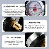 Tridicator Temperature Pressure Gauge Boiler Thermo-Manometer 0-6bar 0-120℃ for Gas Heating Pump