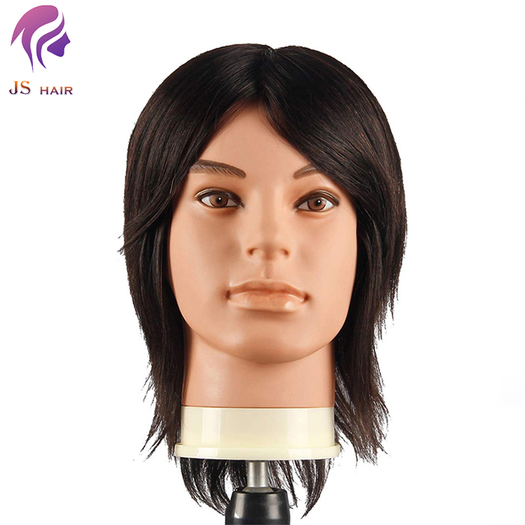 Harga pabrik 100% boneka rambut manusia, kepala manekin rambut pria tanpa jenggot, manekin kepala latihan rambut alami untuk dijual