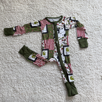 Romper Bayi Anak Unisex Rajutan Kain Kasual Musim Gugur Custom, Motif Barat Populer, Bahan Bambu 200-220gsm, Resleting Dua Arah