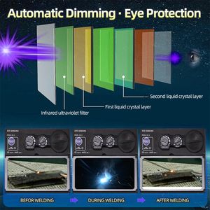 Welding Helmet with Auto-dimming <b>Lights</b> Solar Welding Helmet with 2 Arc <b>Sensors</b> Wide Lampshade 4/9-13 Welding protection - Product Image 2