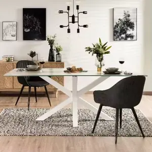 Luxury Stainless Steel Mexican Arab Furniture Minimalist Complete Ceramic Top 6 Seater Live Edge Dining Table And Chairs