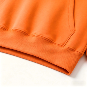Men's Oversized Hooded <b>Sweatshirt</b> Solid Orange French Terry Casual Pocket Hoodie Regular Sleeve Autumn Wear - Product Image 3