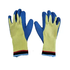 7号针织芳纶1414切割耐热安全工作手套，乳胶涂层