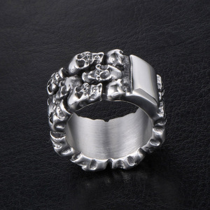 Skull <b>Titanium</b> Steel <b>Ring</b> For Men Metal Retro Design Gift Jewelry SA394 - Product Image 3