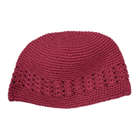 Vente en gros Ever Fortune Ethnique Coton Crochet Respirant Rayé Kufi Chapeau Hommes Fait à la Main Musulman Prière Crâne Casquettes avec Élastique