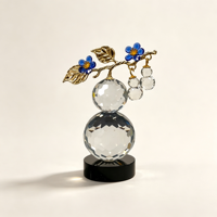 Ornement en émail en forme de fleur et de gourde, feuille métallique, boule de cristal transparente, statue, décoration de table, artisanat de luxe en cristal, cadeau, vente en gros