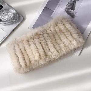 Écharpe élégante pour femme <span class=keywords><strong>en</strong></span> <span class=keywords><strong>fourrure</strong></span> de lapin tricotée à la main, respirante, collier tressé, bandeau, <span class=keywords><strong>snood</strong></span> court d'hiver chaud, élastique - Product Image 3