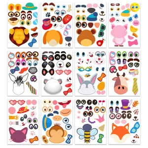 Eco friendly Children Gift DIY Activity Sticker 12 Designs customer printing make a face sticker sheets for kids