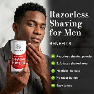Razorless <strong>Shaving</strong> Powder <strong>for</strong> <strong>Men</strong> with Vitamin E Aloe Skin Conditioning Depilatory Formula Helps Prevent Razor Bumps Black - Product Image 2