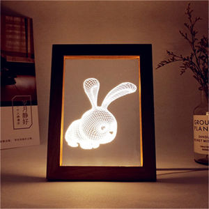 Nouveau Design personnalisé acrylique lumière bois cadre <span class=keywords><strong>Photo</strong></span> lampe de nuit 3D Led lampes d'illusion d'<span class=keywords><strong>optique</strong></span> lampes blanc chaud éclairage de chambre - Product Image 5