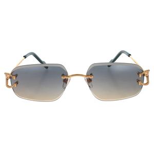 Luxury rimless square <b>sunglasses</b> with gold temple arms and gradient grey lenses for men and <b>women</b> - Product Image 1