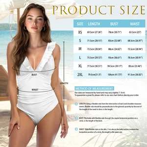 Traje de Baño Personalizado con Estampado Tribal Polinesio, Cuello en V, Adorno con Volantes, Control de Abdomen, Estilo Hawaiano Vintage - Product Image 6