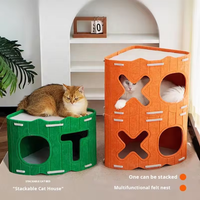 Maison à chat murale double couche en feutre, lit vertical pour chat avec griffoir, nid pour animaux de compagnie toutes saisons