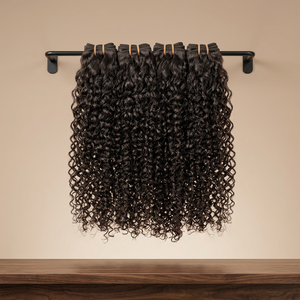 Extensions de cheveux humains à clipser de qualité supérieure, ondulations profondes, cheveux Remy, pointes pleines, double trame, noir, 34 pouces - Product Image 3