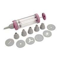 Zenker 2-en-1 Seringue Jumbo en Plastique avec Piston, Boîte de 54 Outils de Pâtisserie pour Biscuits et Décoration de Crème, Compatible Lave-Vaisselle et Four, 22x5x5cm