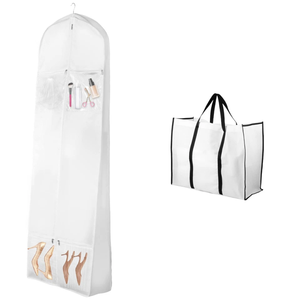 Nuovo Stile Borsa Porta Abiti Pieghevole Antipolvere <span class=keywords><strong>da</strong></span> Appendere Grande Capacità per Abiti <span class=keywords><strong>da</strong></span> <span class=keywords><strong>Sposa</strong></span> e Vestiti Lunghi con Cerniere e <span class=keywords><strong>Tasche</strong></span> Personalizzabile - Product Image 1