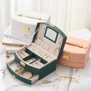 Коробка для украшений ручной работы: большая, для серег, ожерелий, органайзер, дорожный футляр для хранения из ПУ - Product Image 6