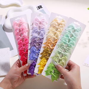 10pcs/set Jepit Rambut Pita Warna Gradasi untuk Anak Perempuan, Jepit Rambut Pita Warna Permen Dekoratif - Product Image 4