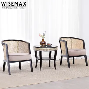 WISEMAX MOBILIÁRIO Restaurante Hotel sala móveis de madeira maciça frame rattan sofá cadeiras cadeira lazer mesa de café conjunto