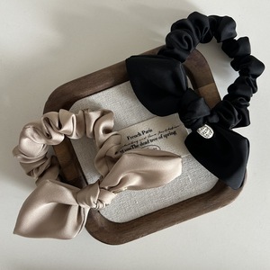 Satin Bow Chouchou Français Vintage Métal Étiquette Haute qualité Cheveux Cravate Bande En Cuir Tempérament Corde Chapeaux Dame - Product Image 4