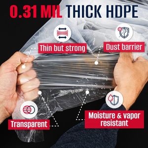 Bâche plastique Weather-All pour peintres, 9' x 400', 0,31 mil HDPE, rouleau transparent, usage multi-usage - Product Image 3