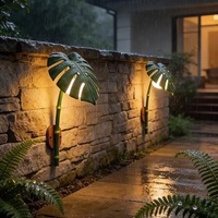 Lampe murale solaire LED étanche IP65 en forme de Monstera Deliciosa simulée pour villas, cours, couloirs, entrées, jardins, terrasses