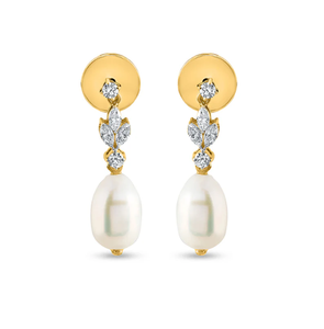 Superbes boucles d'oreilles en perles et diamants conçues pour les fêtes de mariage et les tenues de mode élégantes d'Inde - Product Image 2