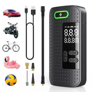 Bomba de aire eléctrica, compresor de batería de 2000mAh con pantalla LCD, para coche, bicicleta y motocicleta