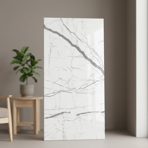 Marine White Metallic Glazed Polished Porcelain Tiles Marble Look 600x1200mm High Gloss Floor <b>Wall</b> Tile - Product Image 4