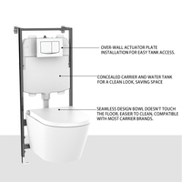 Système de chasse d'eau pour toilettes murales avec réservoir encastré, réservoir de toilettes encastré, toilettes et accessoires
