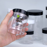 Vente en gros de pots en plastique PET pour aliments et cosmétiques, transparents, noirs, ambrés, avec couvercle en aluminium, 200 ml, 300 ml, 400 ml, 500 ml, 800 ml, 1000 ml