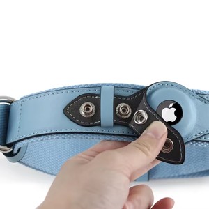 Accesorios para mascotas ajustable cómodo acolchado cuero genuino perro lujo Collar cuero GPS Tracker <span class=keywords><strong>Airtag</strong></span> perro Collar - Product Image 4