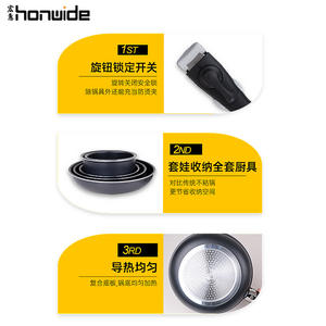 Ensemble d'outils de cuisson pour cuisinière à gaz à induction Poêle antiadhésive en aluminium Poignée amovible pour moins de crêpes noires de feu Steak frit Oeuf frit - Product Image 6