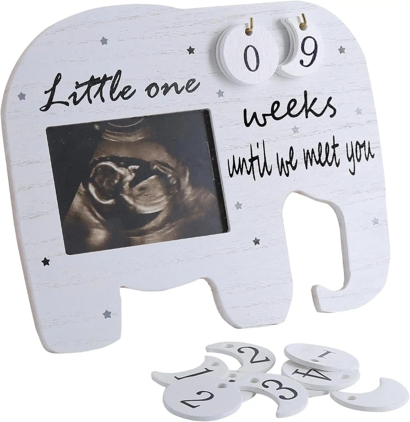 Zwangerschapsgeschenken Houten Olifant Sonogram Fotolijst Fotoframe Echografie Baby Fotolijst Met Baby Countdown Weken