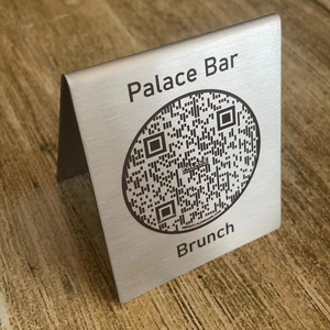 Letrero de Mesa de Acero Inoxidable para Bar Palace, 63x76mm, Código QR, Menú de Brunch - Product Image 3