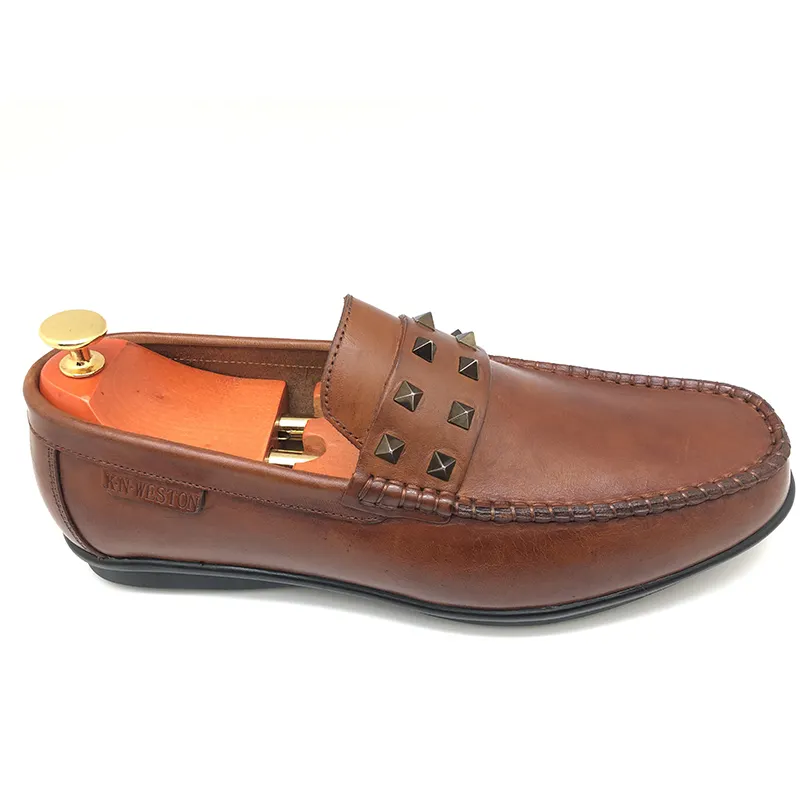 Italian Men dress shoes penny loafers driving flat comfortable soft shoes made of genuine leather