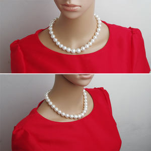 Dây chuyền ngọc trai Edison, dây ngọc trai nước ngọt tự nhiên, ngọc trai trắng tròn cỡ lớn 12-15mm, không khóa - Product Image 4